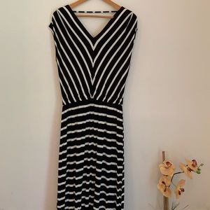 Like New Sleeveless Maxi Dress with Black and White Stripes